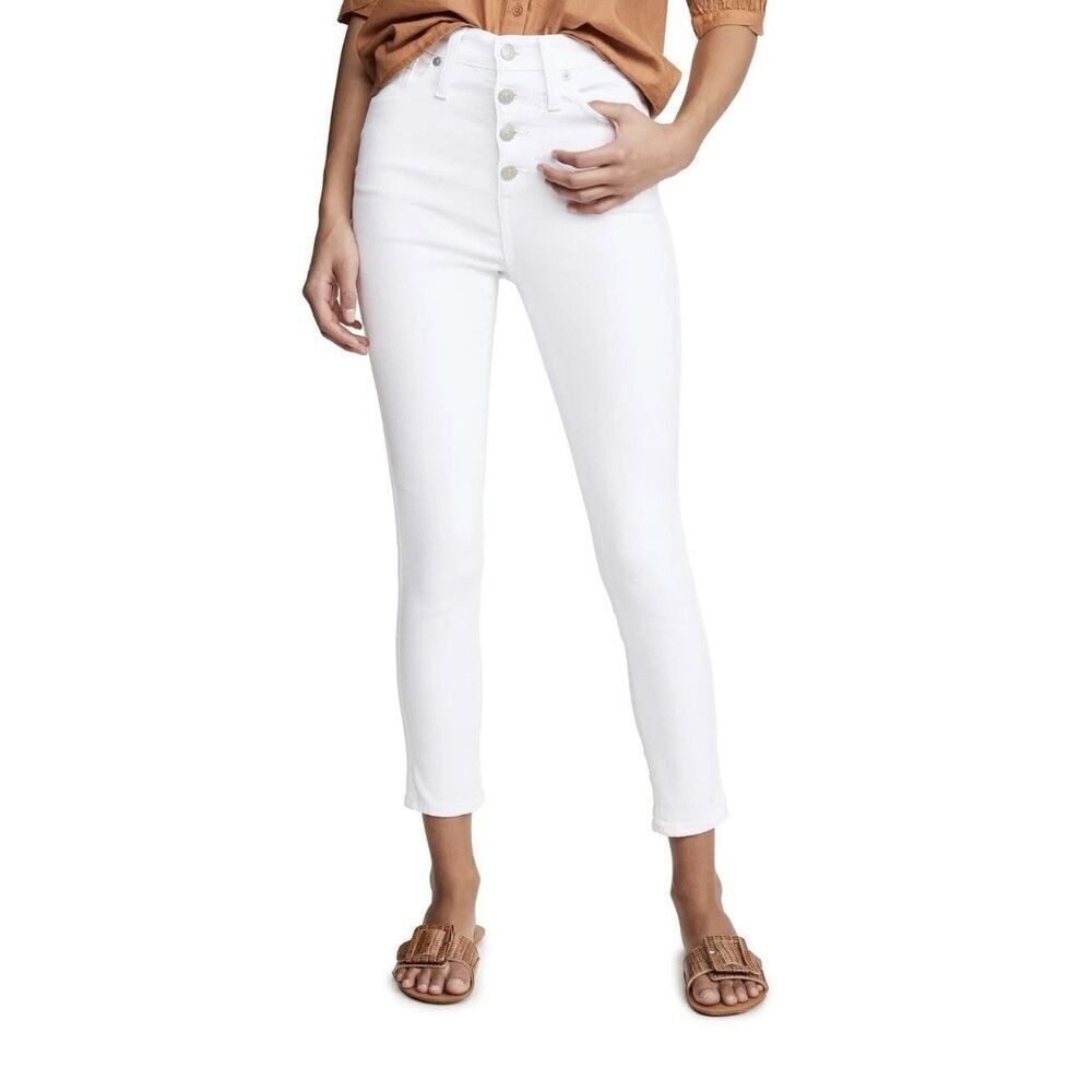 Madewell High Rise Jeans White Button Fly Denim Pants Stretch Women’s Size 27
